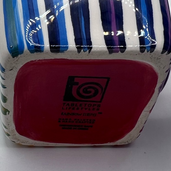 Tabletops Lifestyles rainbow stripe coffee mugs (2) - Picture 5 of 7